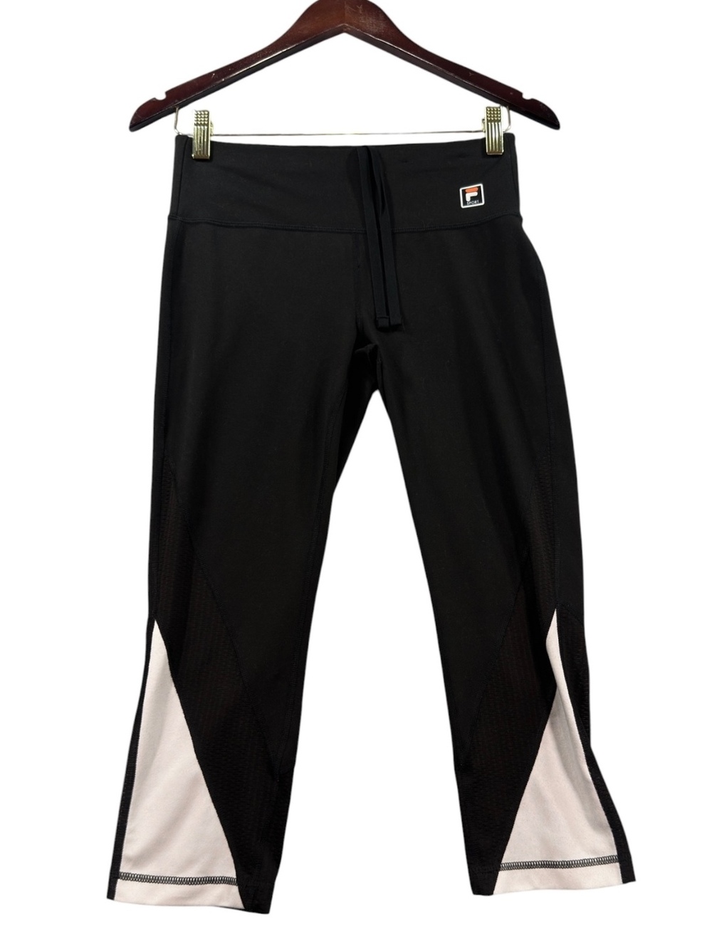 FILA Sport Women’s Size Small Black Capri Leggings Mesh Colorblock Activewear